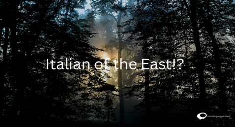 'Eastern Italian' with a map of Italy, highlighting regions in the east, and Italian cultural symbols