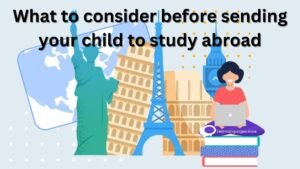 "Parent and child discussing studying abroad with suitcases - Considerations for studying abroad"