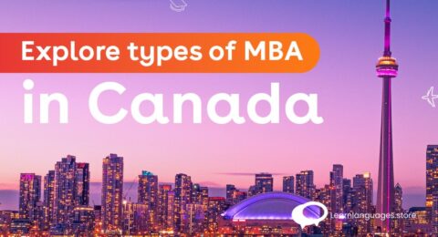 "MBA books and graduation cap with Canadian flag - Types of MBA in Canada"