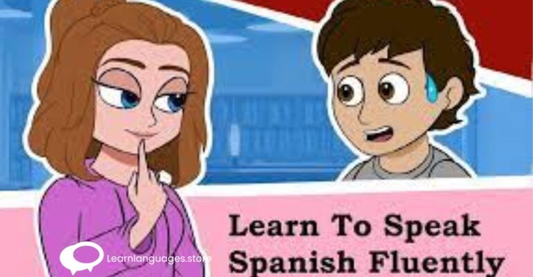 "Image showing a person engaging in Spanish conversation with a native speaker, depicting the journey to achieve fluency in spoken Spanish."
