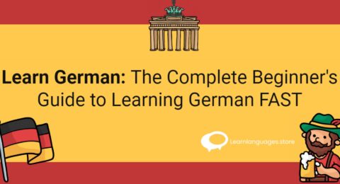 "Image depicting a person studying German vocabulary and practicing speaking with a native speaker, symbolizing the beginner's guide to learning German."