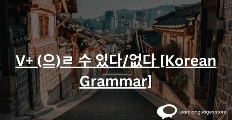 V+ (으)ㄹ 수 있다/없다 [Korean Grammar]