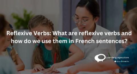 "Illustration of a person learning French reflexive verbs"