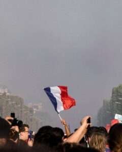 raising the blue red and white flag