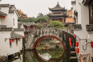 a couple on a bridge