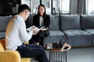 two people having a business meeting