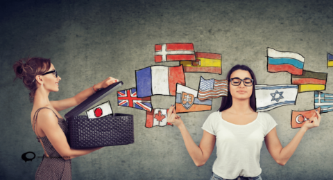"Group of students analyzing data on a laptop in a modern classroom setting, studying Business Analytics in Ireland."