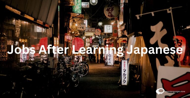 A visual representation showcasing diverse career opportunities available to individuals proficient in the Japanese language. Icons representing fields such as business, technology, translation, and cultural exchange, symbolizing the wide range of job prospects for those who have learned Japanese