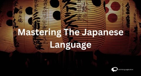 Promotional graphic for the Master Japanese Course in a Month, featuring a dynamic visual of language study materials, interactive lessons, and a calendar highlighting the one-month timeframe.