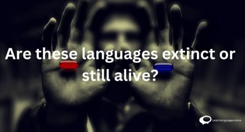 Image displaying a list of languages with labels indicating their current status as extinct or living languages.