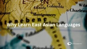 Inspiring visual representation showcasing the diversity of East Asian languages, featuring icons representing Chinese, Japanese, and Korean scripts, language books, and cultural symbols. The image conveys the richness and appeal of learning East Asian languages