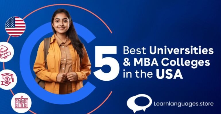 "Collage featuring renowned university campuses and MBA college logos, symbolizing studying at the best universities and MBA colleges in the USA."