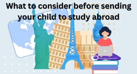 "Parent and child discussing studying abroad with suitcases - Considerations for studying abroad"