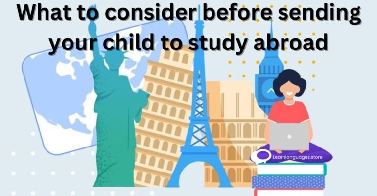 "Parent and child discussing studying abroad with suitcases - Considerations for studying abroad"