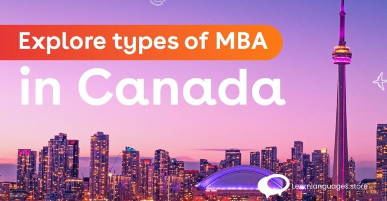 "MBA books and graduation cap with Canadian flag - Types of MBA in Canada"