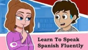 "Image showing a person engaging in Spanish conversation with a native speaker, depicting the journey to achieve fluency in spoken Spanish."