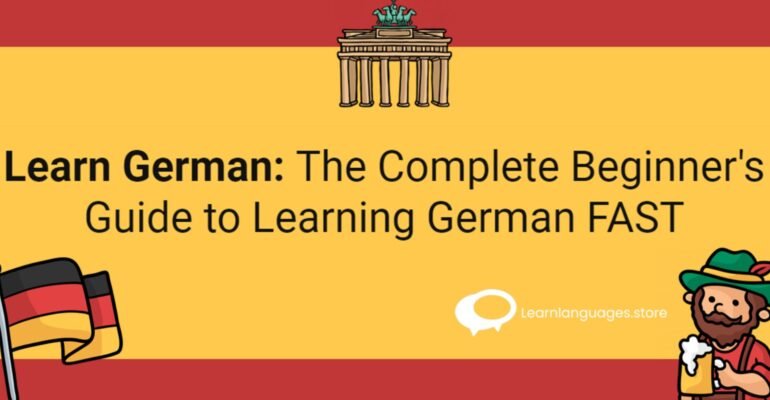 "Image depicting a person studying German vocabulary and practicing speaking with a native speaker, symbolizing the beginner's guide to learning German."