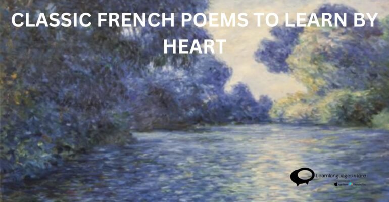 Vintage book showcasing classic French poems for memorization - 'Classic French Poems to Learn by Heart.'