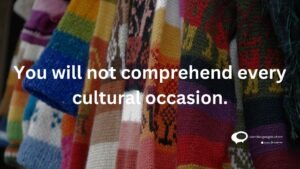 You will not comprehend every cultural occasion