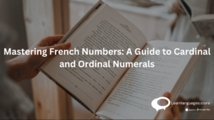 An illustration of French numbers, including cardinal and ordinal numerals, with a guidebook.