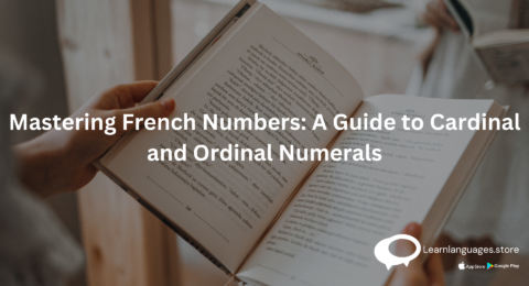 An illustration of French numbers, including cardinal and ordinal numerals, with a guidebook.