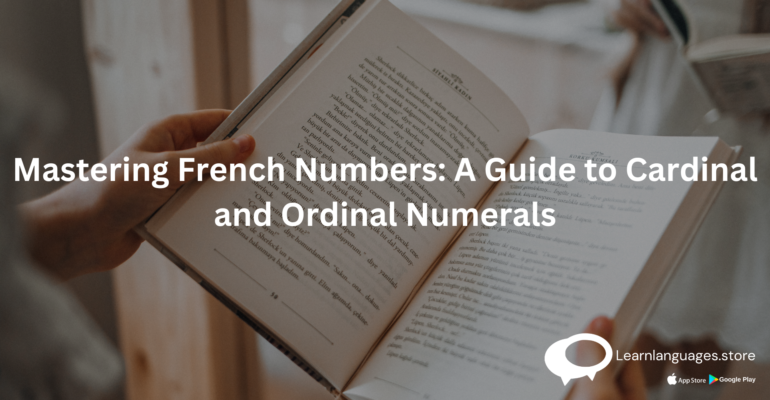 An illustration of French numbers, including cardinal and ordinal numerals, with a guidebook.