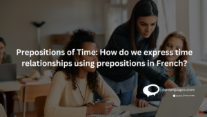 A person studying French prepositions of time with books and notes