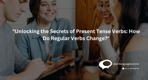 A person holding a French grammar book, studying present tense verbs.