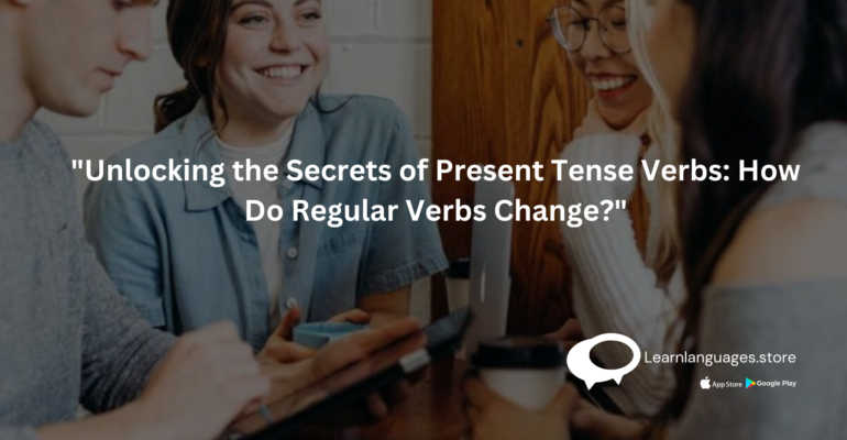 A person holding a French grammar book, studying present tense verbs.